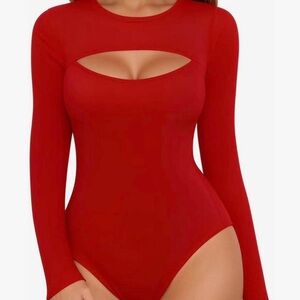 Chic Scarlet Long Sleeve Bodysuit